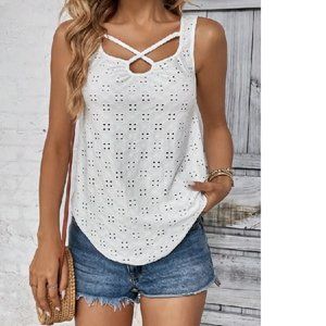 NWT Snow White Crisscross Front Schiffy Tank Top